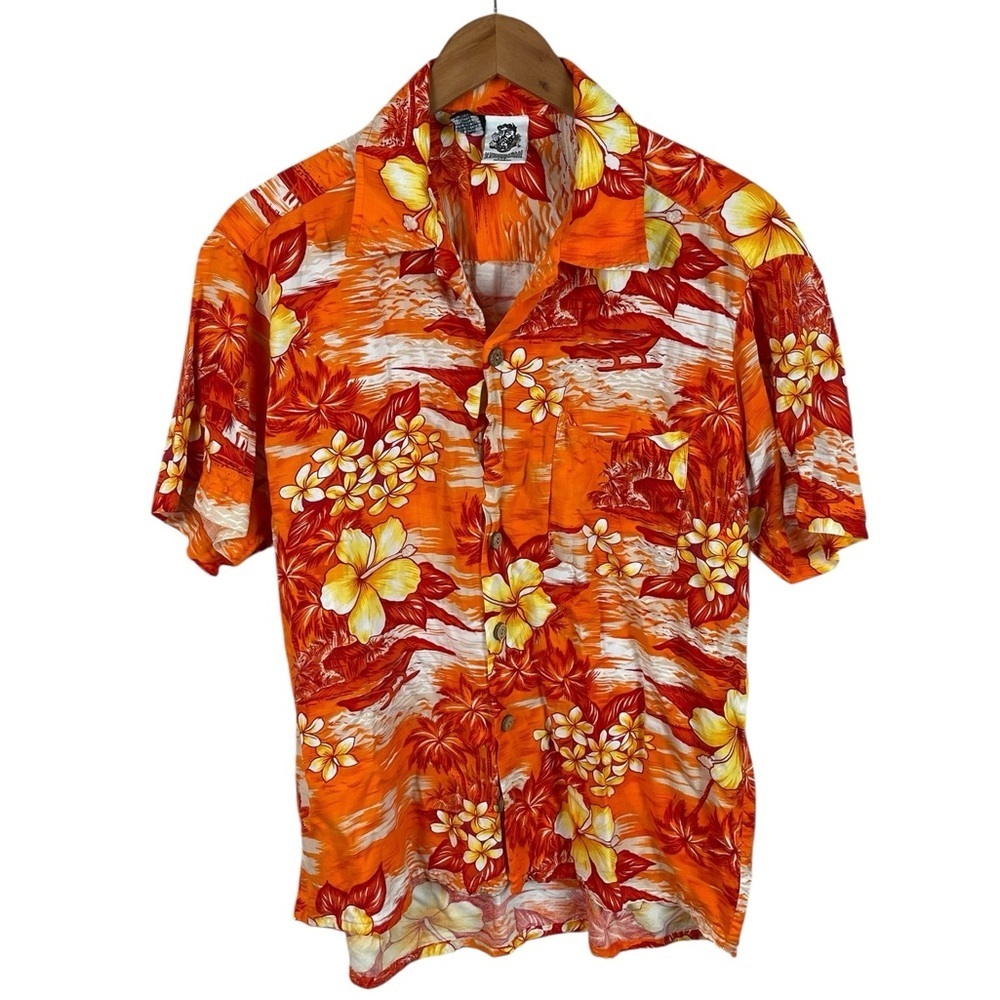 BF545 Men’s Vintage Kensington Tropical Rayon Beach Floral Button Shirt XL